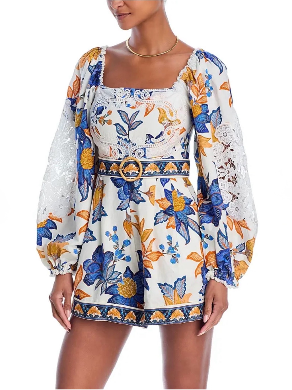 Nwt Farm Rio Off White Summer Flowers Lenzing Ecovero Ecoflax Romper